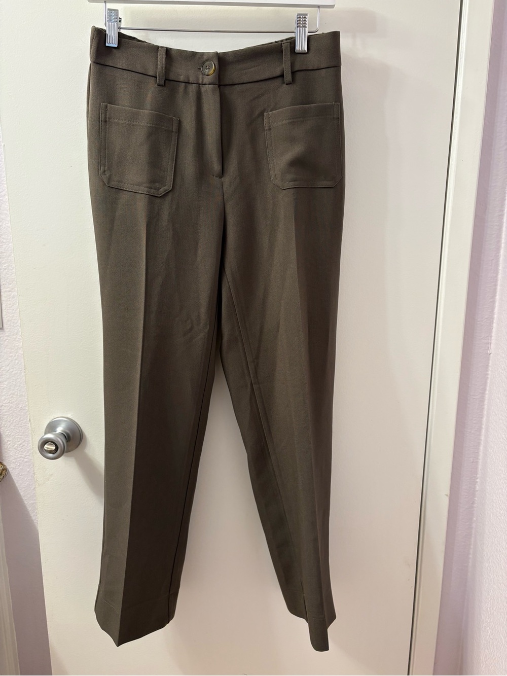 Adrianna Papell Olive Brown Straight-Leg Dress Pants (Size 4) Like New
